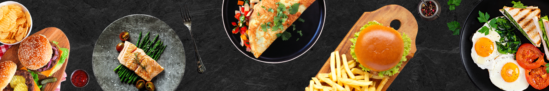 A mixture of healthy food and fast food.