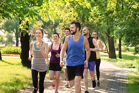 A group of runners in a local park